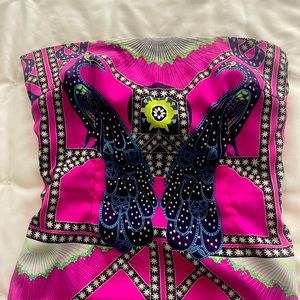 Strapless graphic dress with tie back